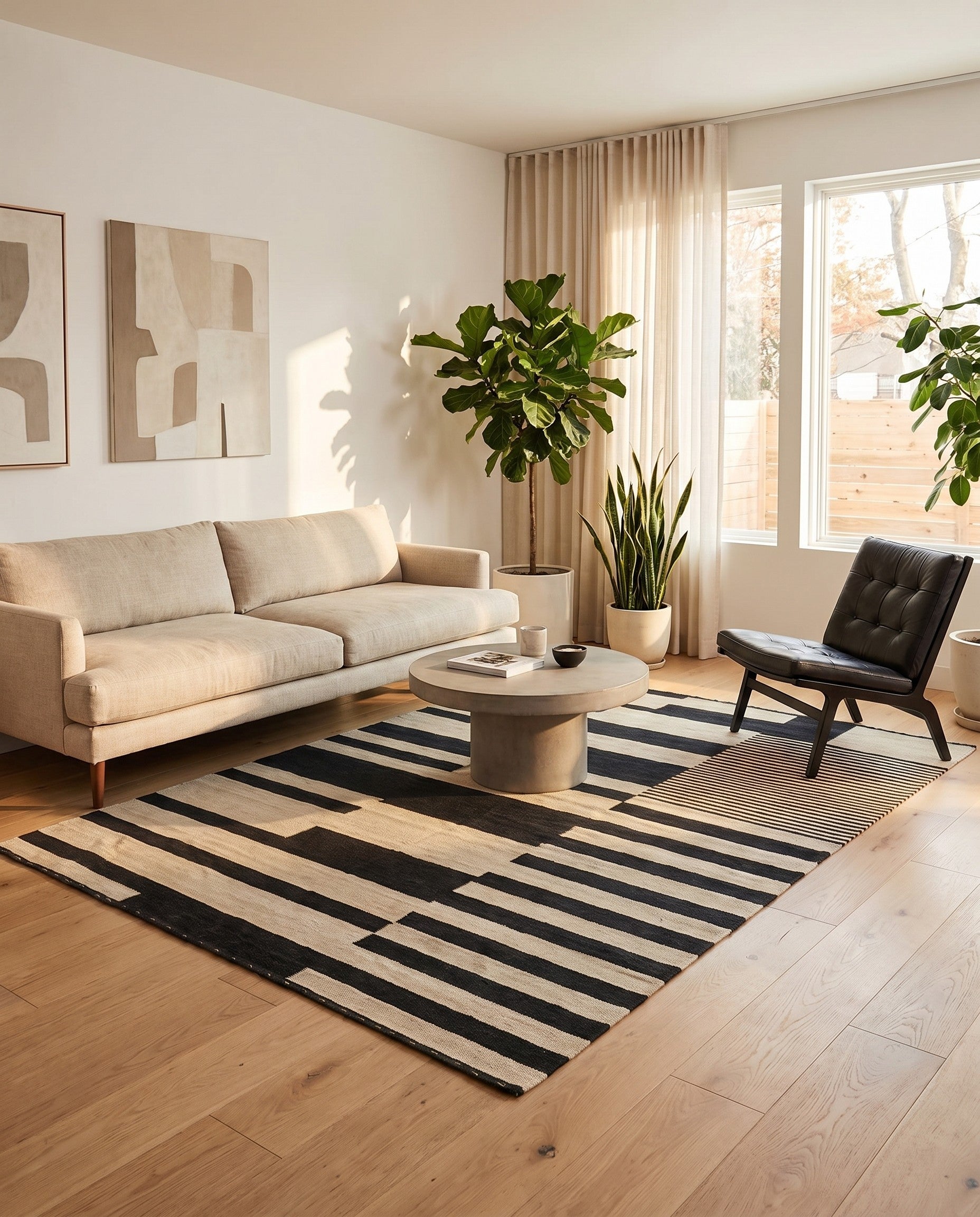 5' x 6' 8 Hand Woven Kilim Modern Wool Rug