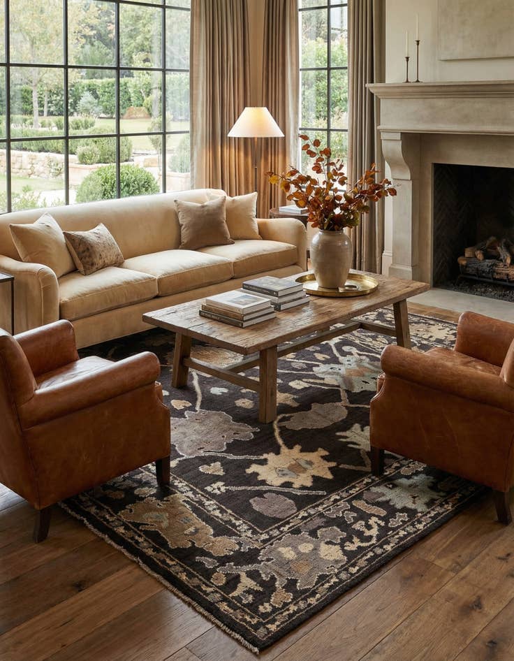 Detail image of 10' 5 x 14'  Hand Knotted Oushak Wool Rug