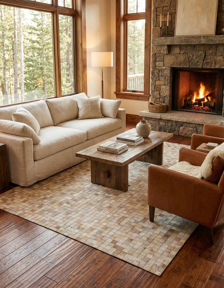 Detail image of  5' 1 x 8' 1 Cowhide - Patchwork Rug