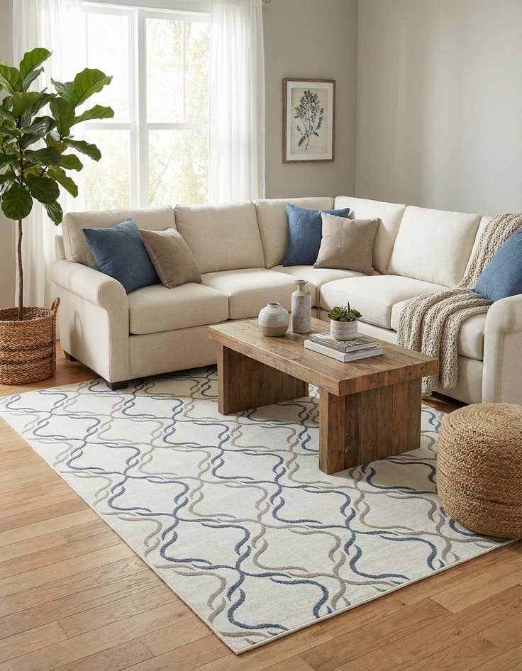 Detail image of  6' x 9'  Washable Lattice Indoor / Outdoor Rug