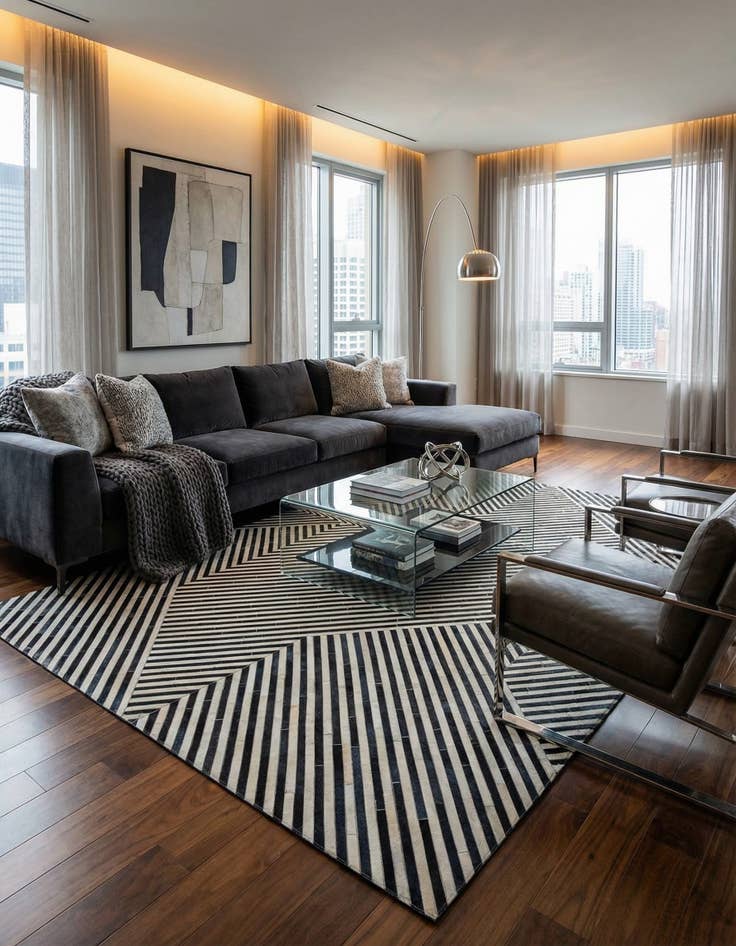 Detail image of  7' 11 x 10' 11 Cowhide - Patchwork Rug