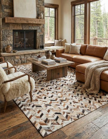 5' 2 x 8' Cowhide Leather Rug