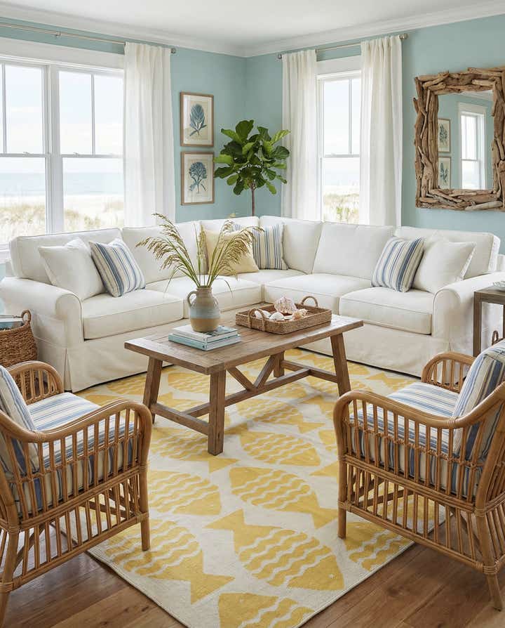 10' x 10' Easy-Clean Coastal Indoor / Outdoor Square Rug