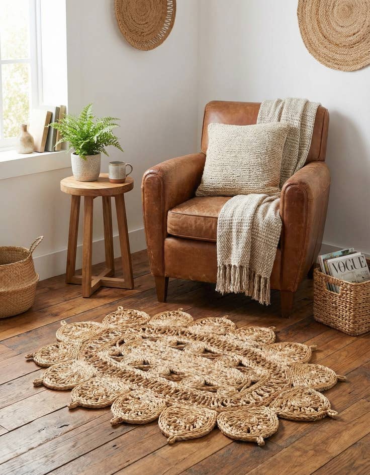 Detail image of 2' x 3' 1  Hand Braided Jute Oval Rug