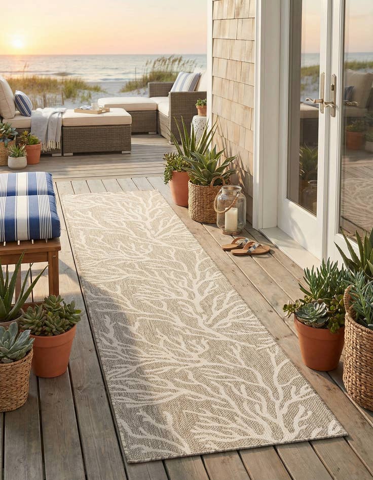 Detail image of 2' 7 x 12'  Washable Coastal Indoor / Outdoor Runner Rug