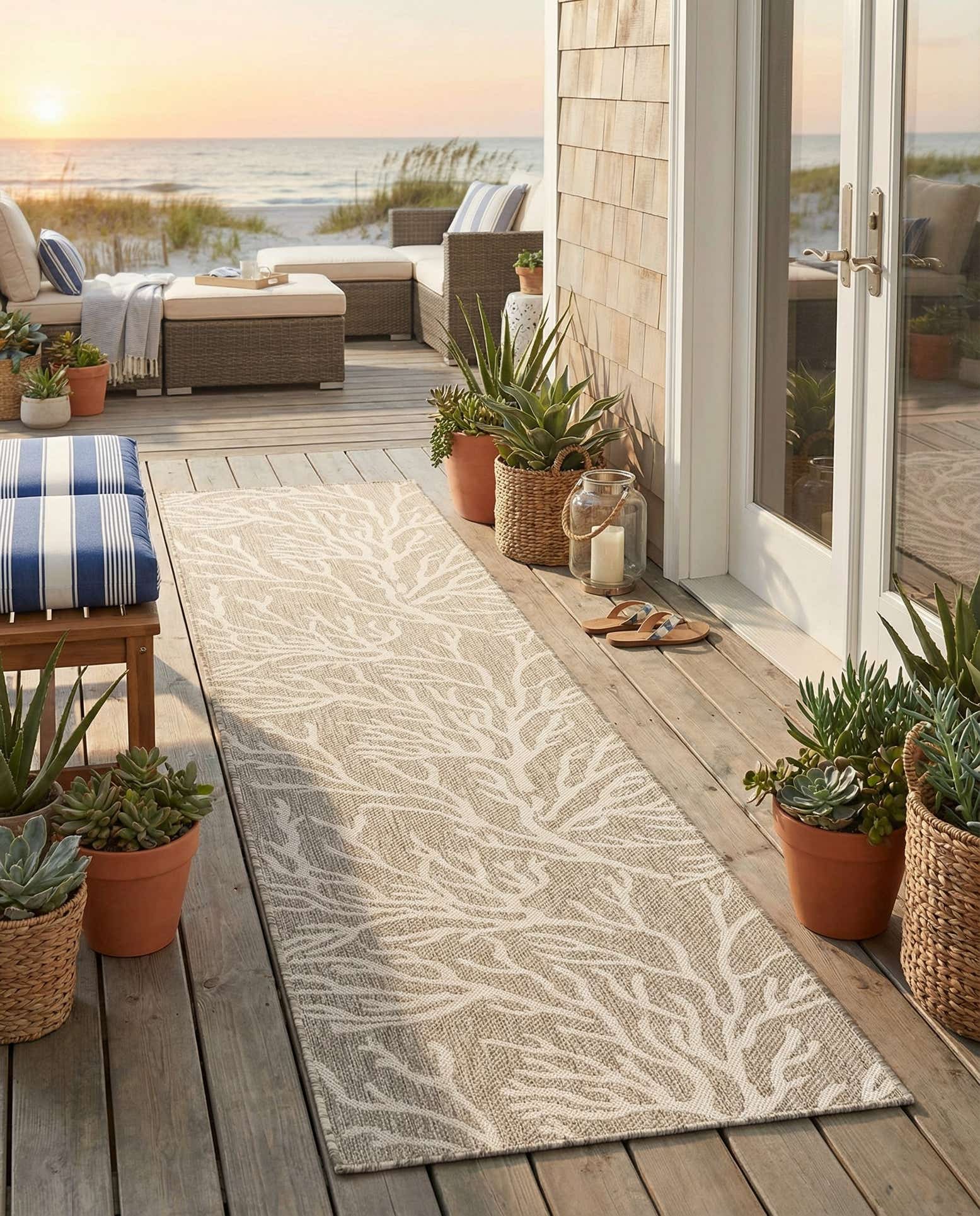 2' 7 x 12' Easy-Clean Coastal Indoor / Outdoor Runner Rug