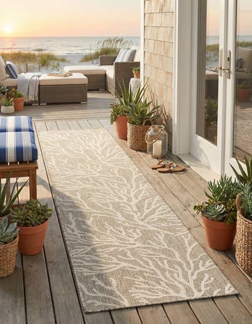2' 7 x 12' Easy-Clean Coastal Indoor / Outdoor Runner Rug