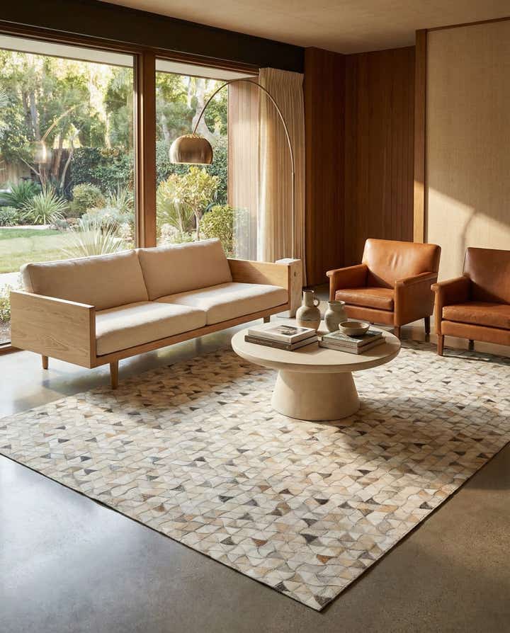 5' 1 x 8' Cowhide Leather Rug