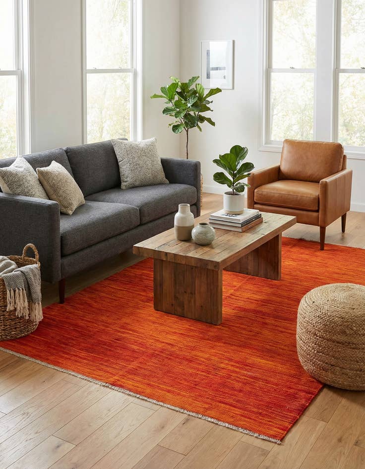 Detail image of 4' 7 x 6' 6  Hand Woven Kilim Modern Wool Rug