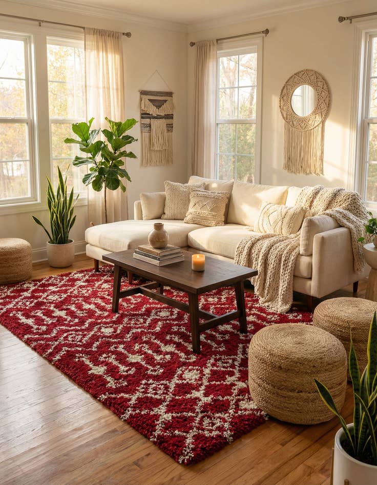 Detail image of 10' x 13' Moroccan Trellis Shag Rug