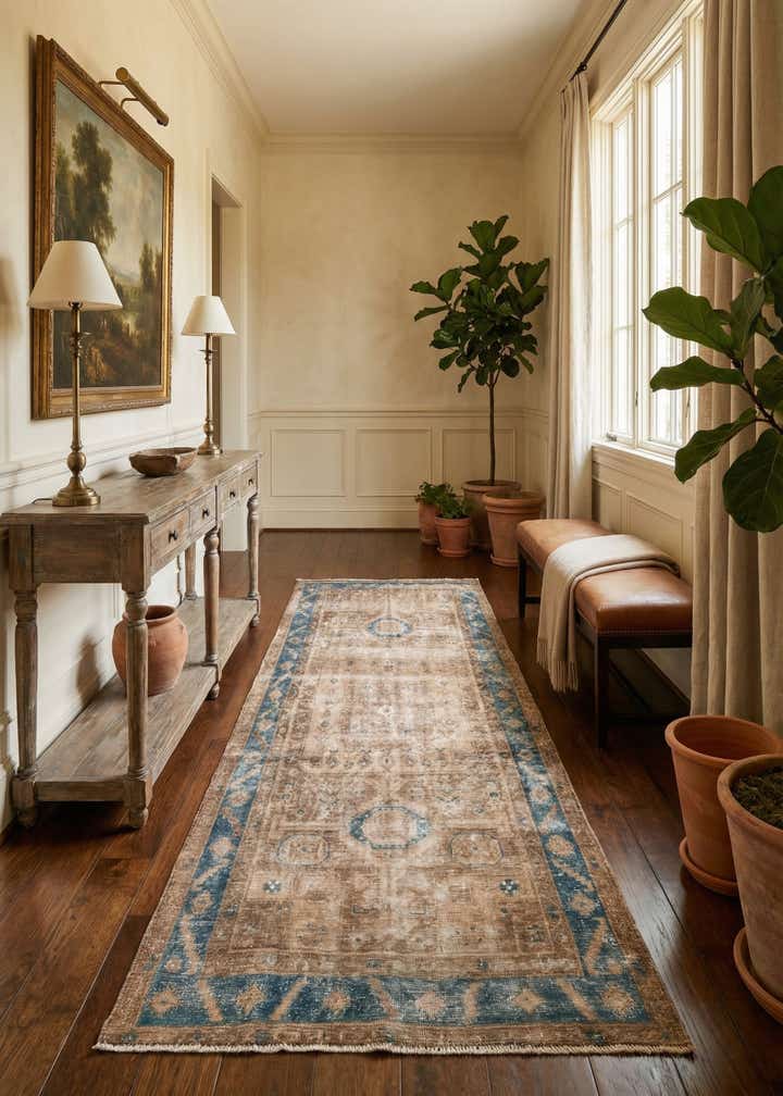 4' 3 x 8' 9 Hand Knotted Ultra Vintage Persian Wool Runner Rug