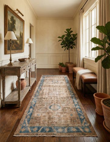 4' 3 x 8' 9 Hand Knotted Ultra Vintage Persian Wool Runner Rug