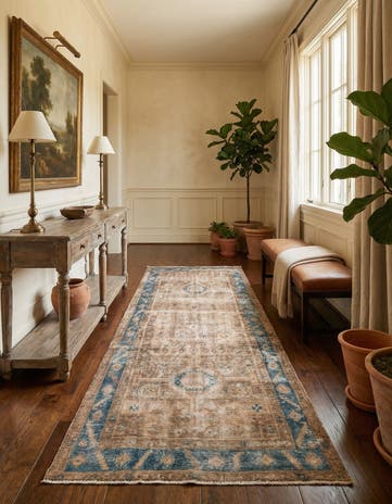 4' 3 x 8' 9 Hand Knotted Ultra Vintage Persian Wool Runner Rug