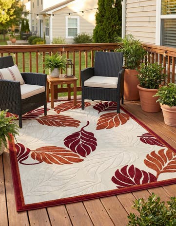 6' x 9' Easy-Clean Botanical Indoor / Outdoor Rug