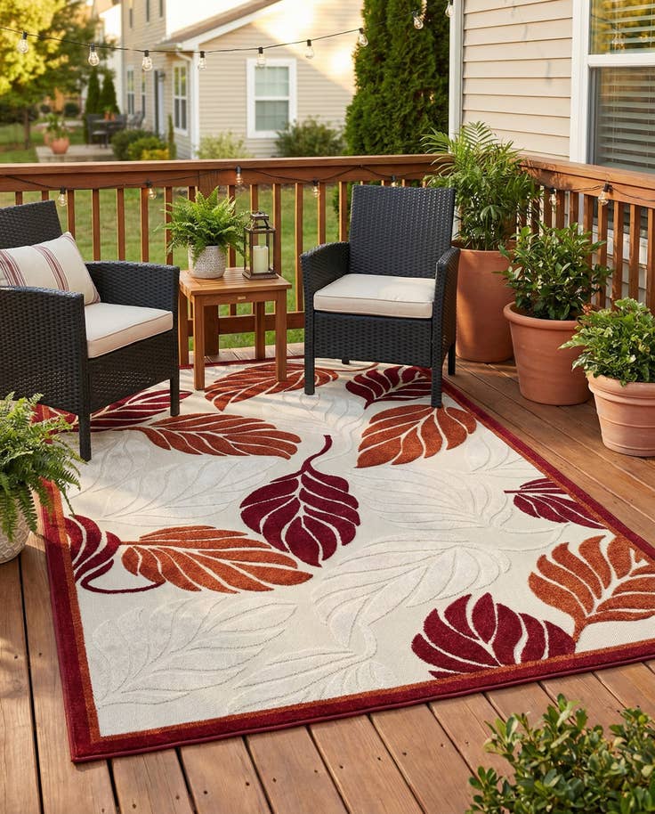 Detail image of 6' x 9' Easy-Clean Botanical Indoor / Outdoor Rug