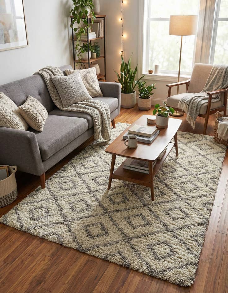 Detail image of  5' 3 x 8' Lattice Shag Rug