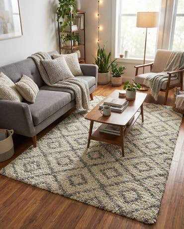  5' 3 x 8' Lattice Shag Rug