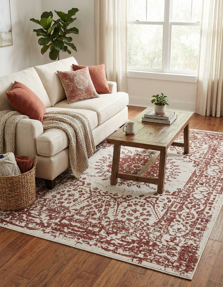 Detail image of  6' x 9'  Washable Traditional Indoor / Outdoor Rug