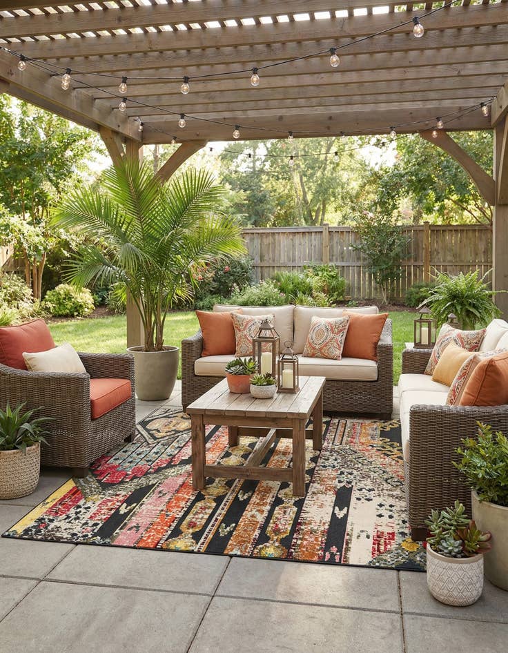 Detail image of 7' 10 x 7' 10  Washable Casablanca Indoor / Outdoor Square Rug