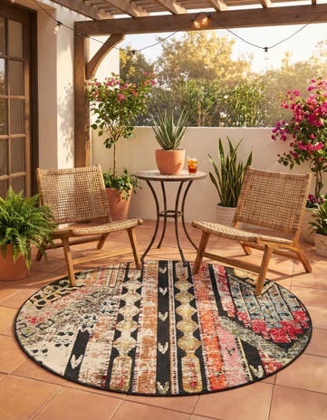 6' x 6' Easy-Clean Casablanca Indoor / Outdoor Round Rug