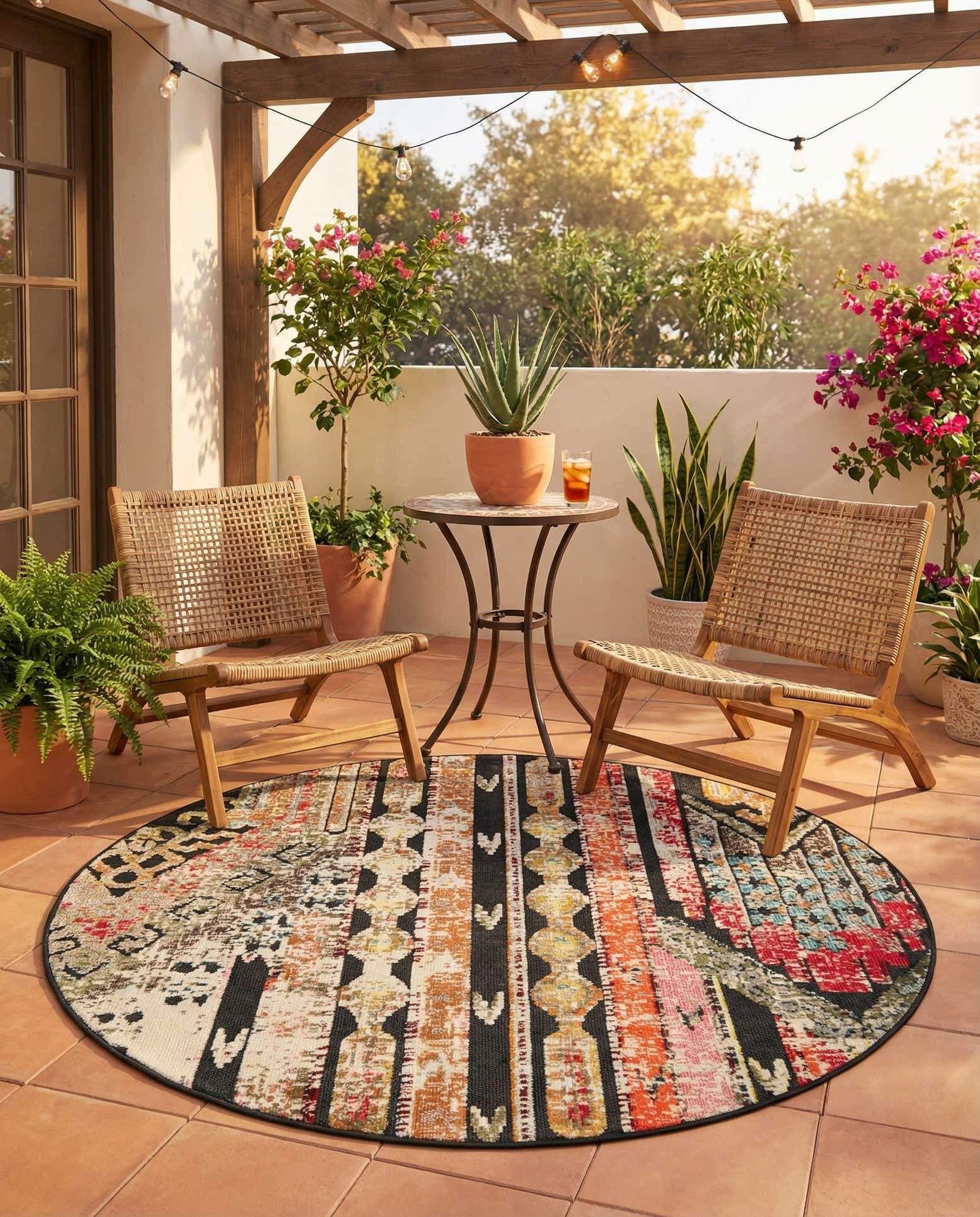 6' x 6' Easy-Clean Casablanca Indoor / Outdoor Round Rug