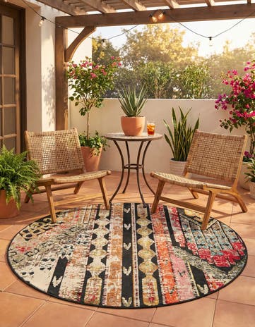 6' x 6' Easy-Clean Casablanca Indoor / Outdoor Round Rug
