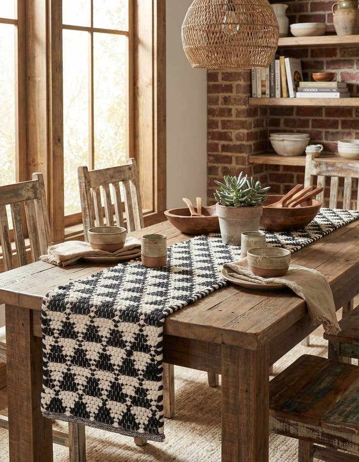 Detail image of  1' 2 x 6' 1  Hand Woven Chindi Jute Table Runner Rug