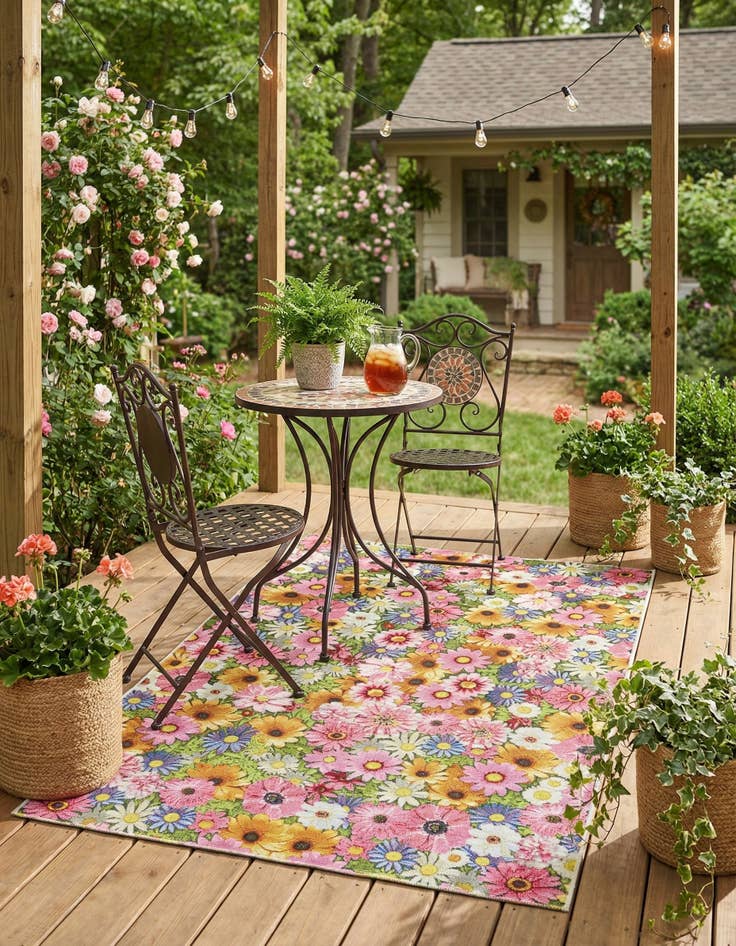 Detail image of  4' x 6'  Washable Botanical Indoor / Outdoor Rug