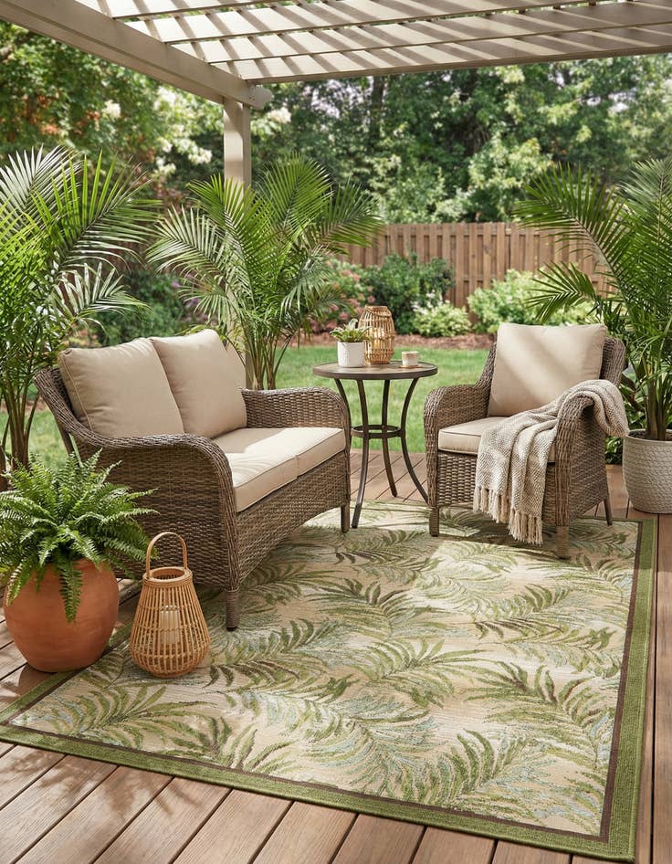 Detail image of 4' x 6'  Washable Botanical Indoor / Outdoor Rug