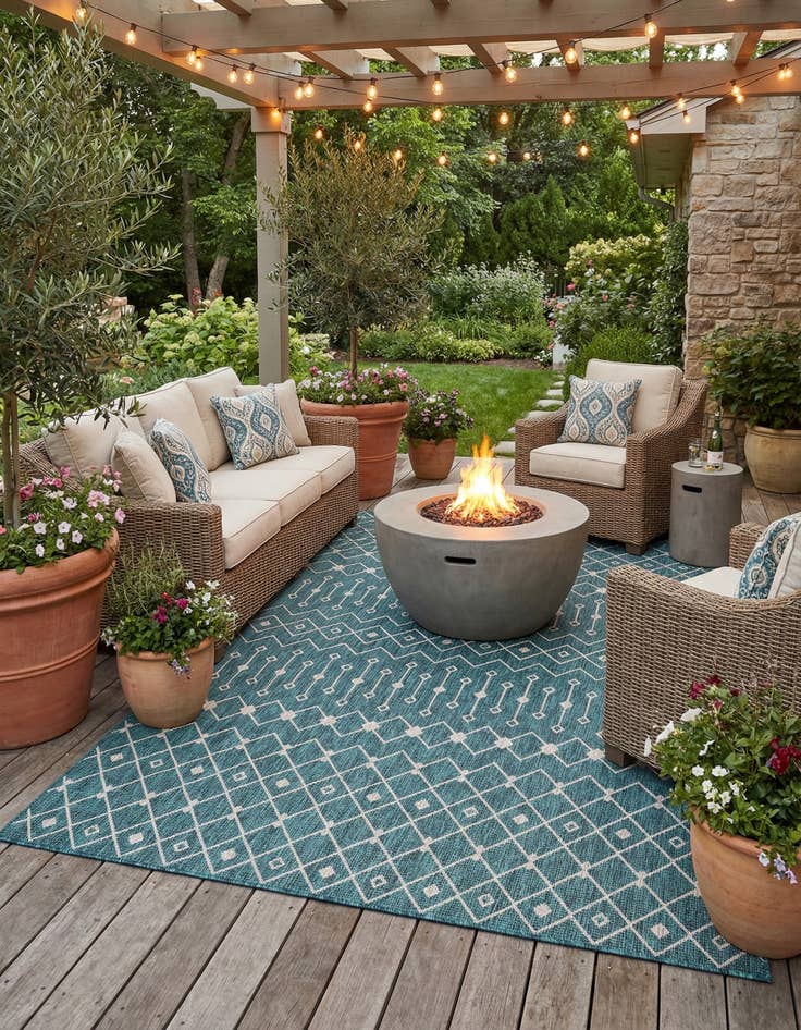 Detail image of  9' x 12'  Washable Lattice Indoor / Outdoor Rug