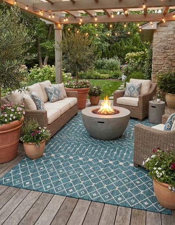 9' x 12' Easy-Clean Lattice Indoor / Outdoor Rug