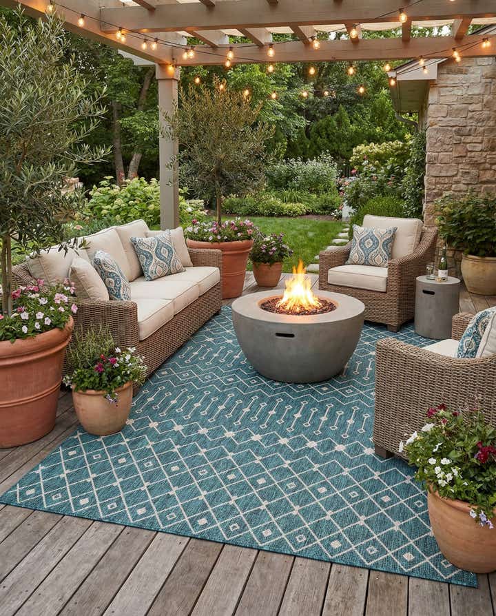 9' x 12' Easy-Clean Lattice Indoor / Outdoor Rug