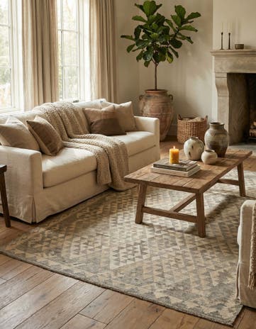 5' 2 x 6' 9 Hand Woven Kilim Maymana Wool Rug