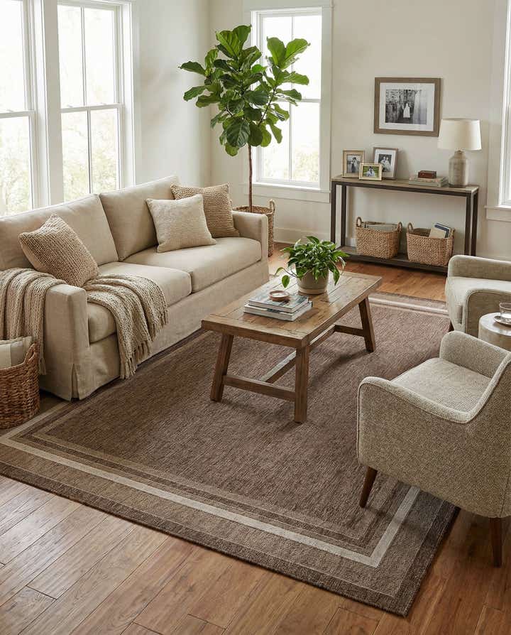 7' 10 x 11' Easy-Clean Border Indoor / Outdoor Rug