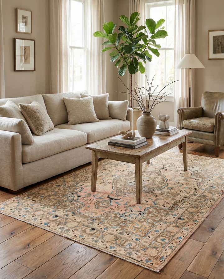 4' 7 x 6' 7 Hand Knotted Ultra Vintage Persian Wool Rug