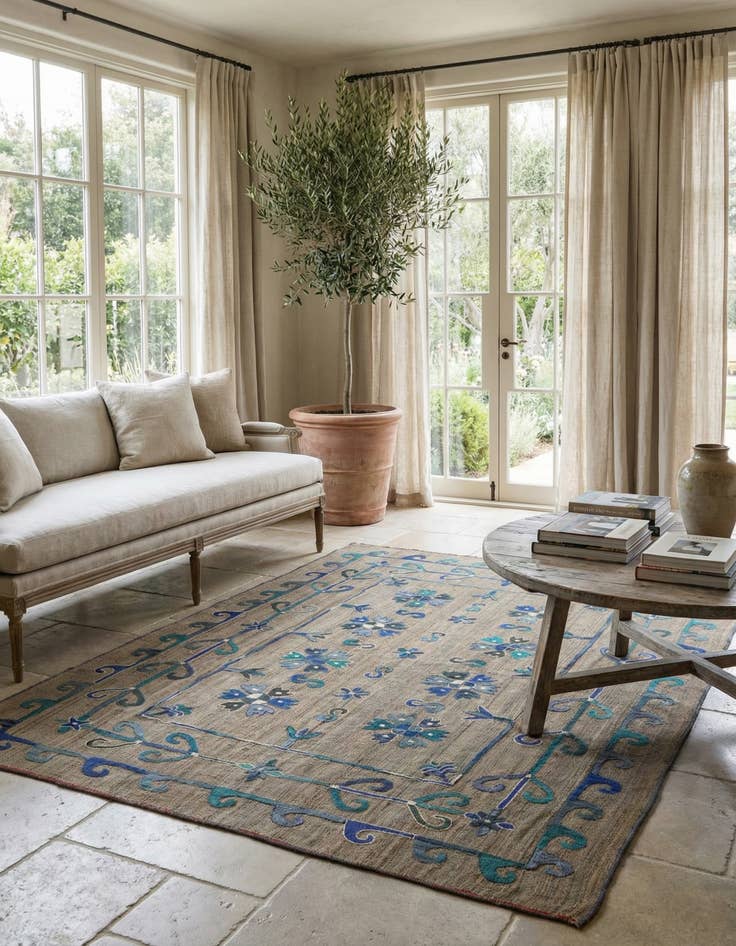 Detail image of 5' 10 x 7' 8  Hand Woven Kilim Suzani Wool Rug