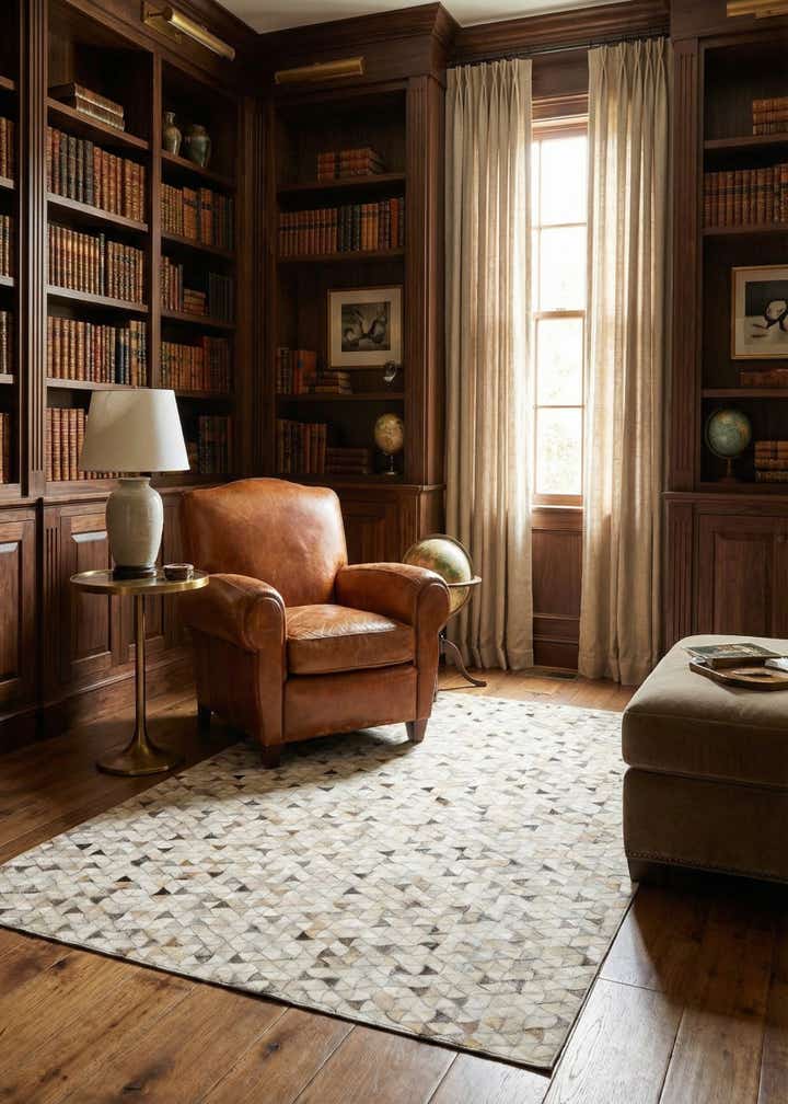 5' x 7' 9 Cowhide Leather Rug