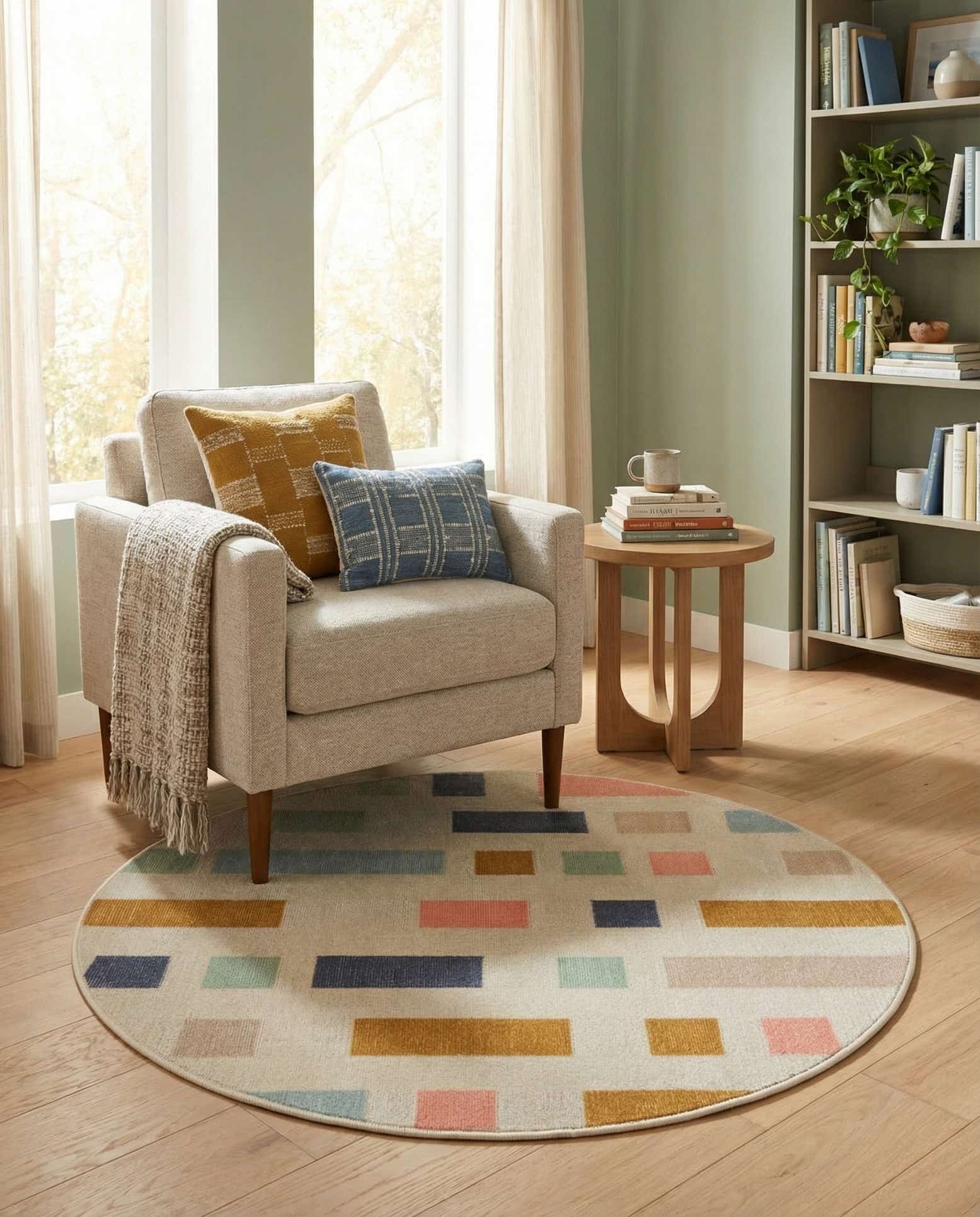 3' 3 x 3' 3 Lotus Round Rug