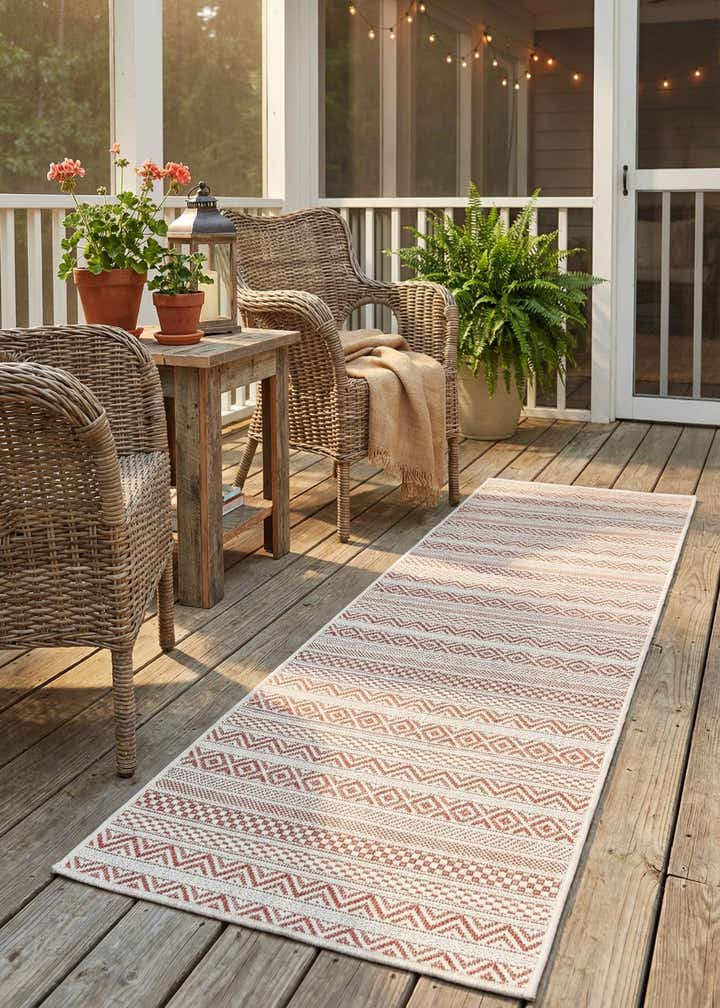 2' x 6' Easy-Clean Striped Indoor / Outdoor Runner Rug
