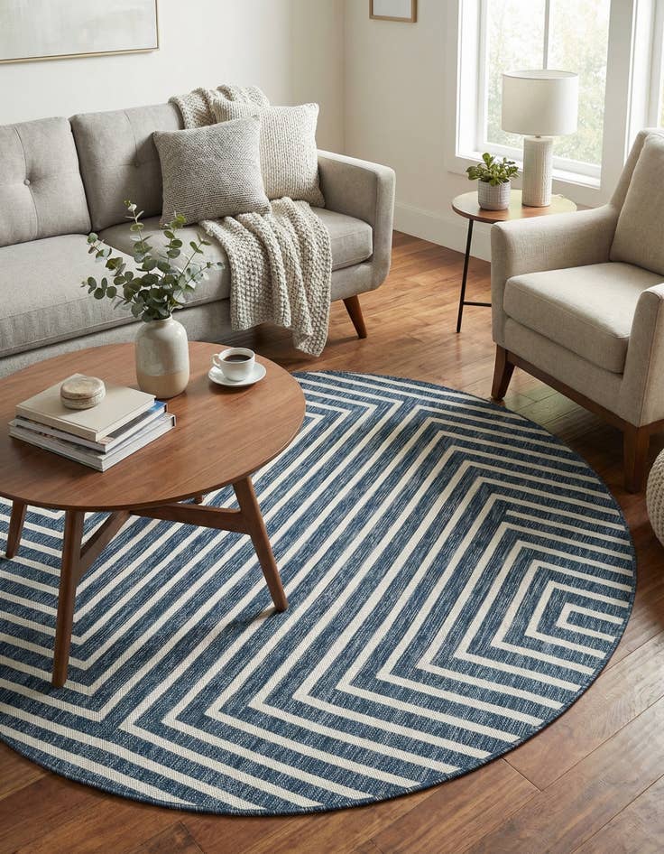Detail image of 6' x 6' Easy-Clean Modern Indoor / Outdoor Round Rug