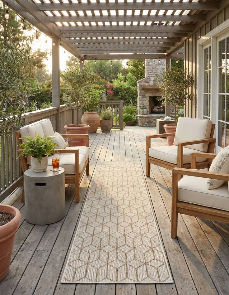 Detail image of 2' 7 x 12'  Washable Trellis Indoor / Outdoor Runner Rug