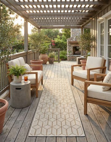 2' 7 x 12' Easy-Clean Lattice Indoor / Outdoor Runner Rug