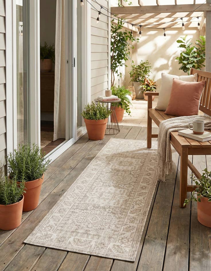 Detail image of 2' x 6'  Washable Aztec Indoor / Outdoor Runner Rug