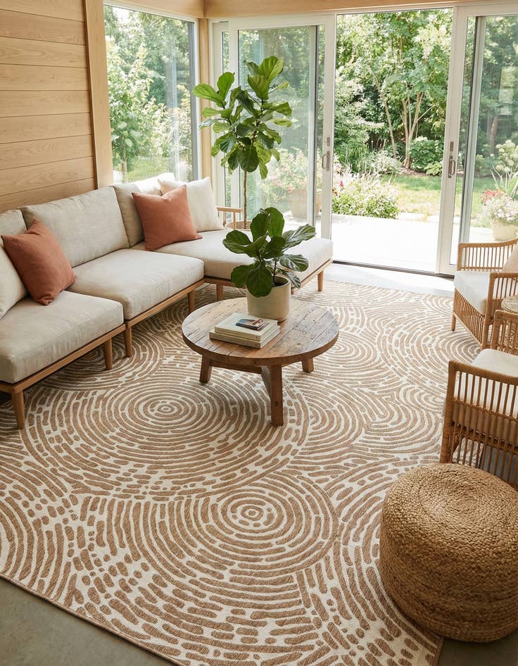 Detail image of  10' x 14'  Washable Modern Indoor / Outdoor Rug