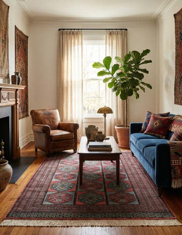 4' 4 x 6' 4 Hand Knotted Bokhara Oriental Wool Rug