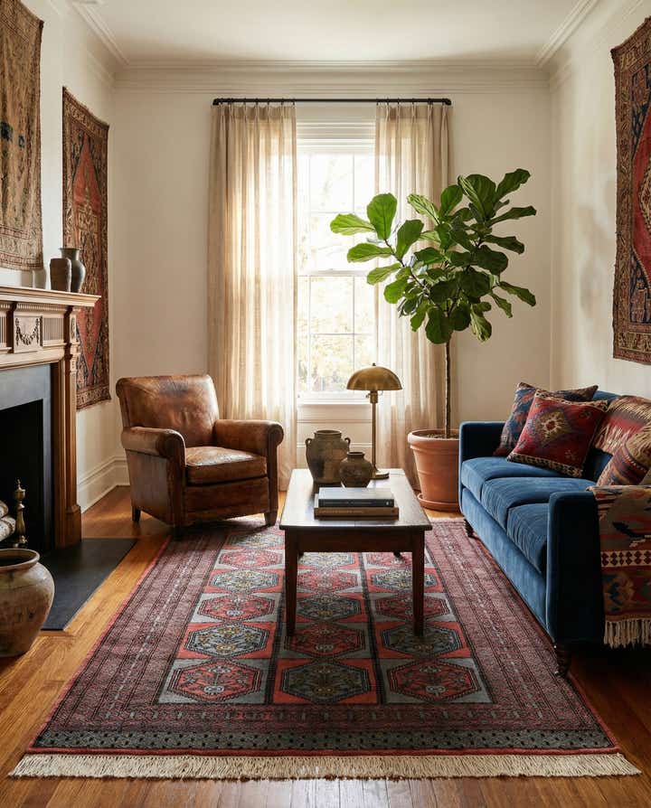 4' 4 x 6' 4 Hand Knotted Bokhara Oriental Wool Rug