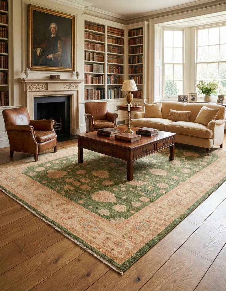 Detail image of 6' 9 x 10' 2  Hand Knotted Peshawar Ziegler Rug