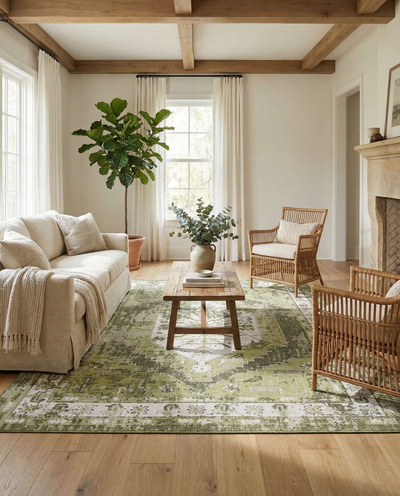 10' x 13' Easy-Clean Traditional Indoor / Outdoor Rug