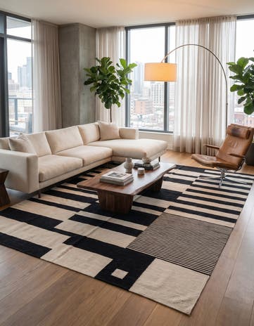 6' 7 x 9' 8 Hand Woven Kilim Modern Wool Rug