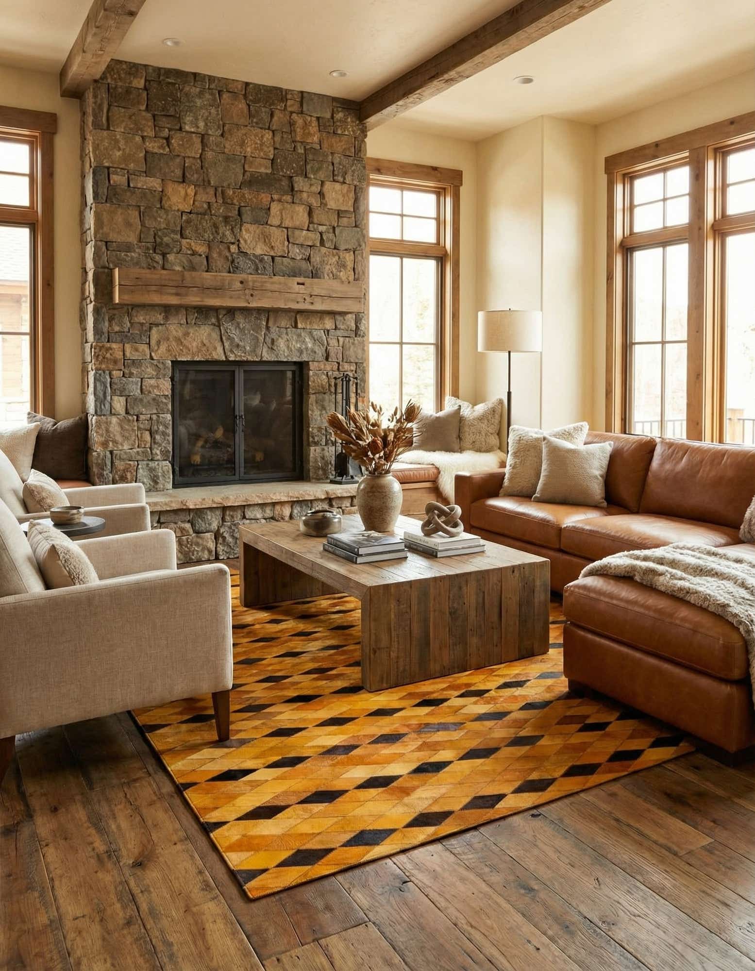 5' 1 x 8' Cowhide Stocks Rug